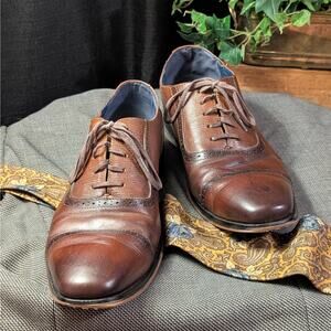 Vintage Foundry Co. Leather Brown Lace Up Cap Toe Oxford Dress Shoes US Size 9.5
